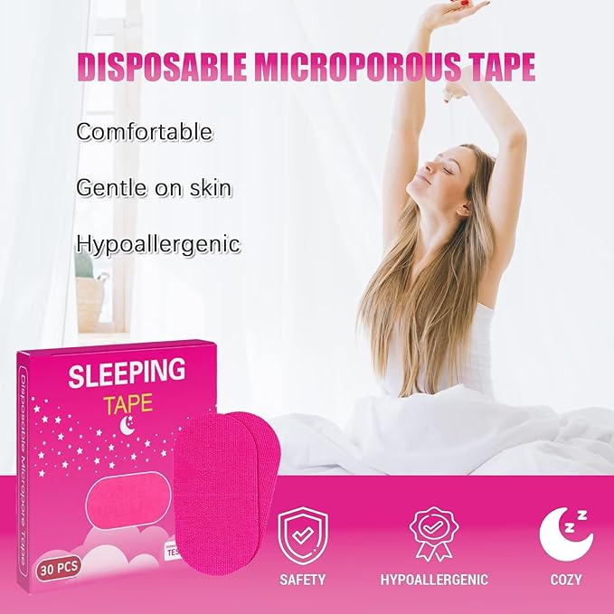 Mouth Tape for Sleeping Women 30 Count Pink Strip Tapes, Gentle