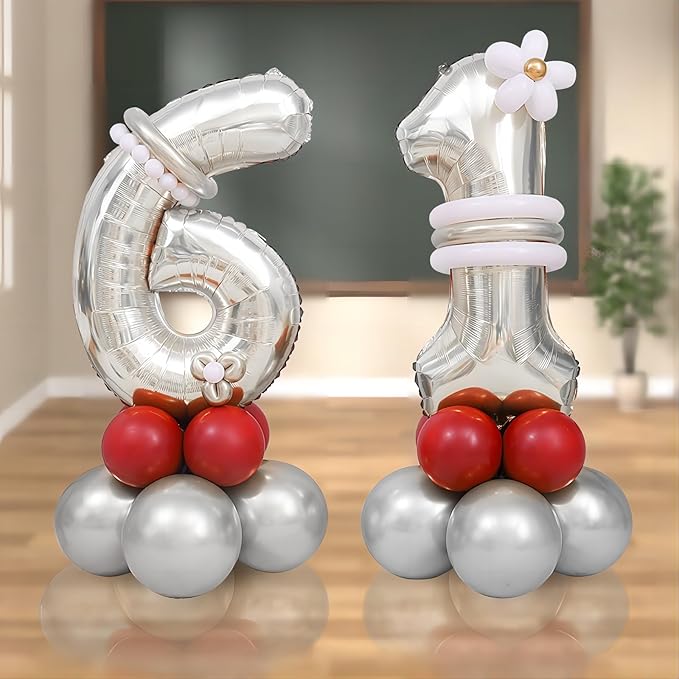40 Inch Silver Number Balloons, Helium Mylar Foil Number Balloons for Birthdays, Number 6 Balloon for Party Wedding Bachelorette Birthday Bridal Shower Anniversary Celebration Party Decorations