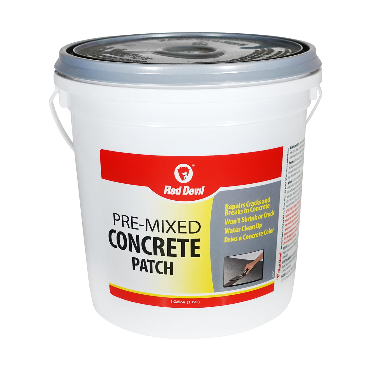 Red Devil 0641 Concrete Repair Patch, Cement Crack Filler, Pre-Mixed, 1 Gallon, Pack of 1, Gray, Made in USA