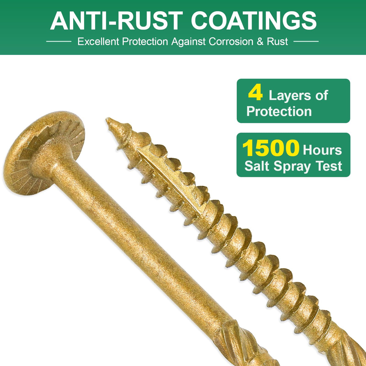 FMhotu 8 Inch Heavy-Duty Outdoor Deck Screws, 50Pcs Star Drive Decking Wood Screws, Rust Resistant Timber Screws for Timber/Log/Landscaping Wood (#14 x 8 Tan)
