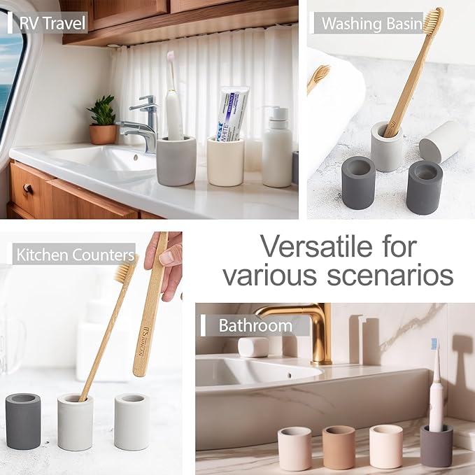 Mini Toothbrush Holders for Bathrooms - Diatomite Quick-Dry Organizer, Compact Portable Toothbrush Holder for Countertop, Shower & Travel Storage
