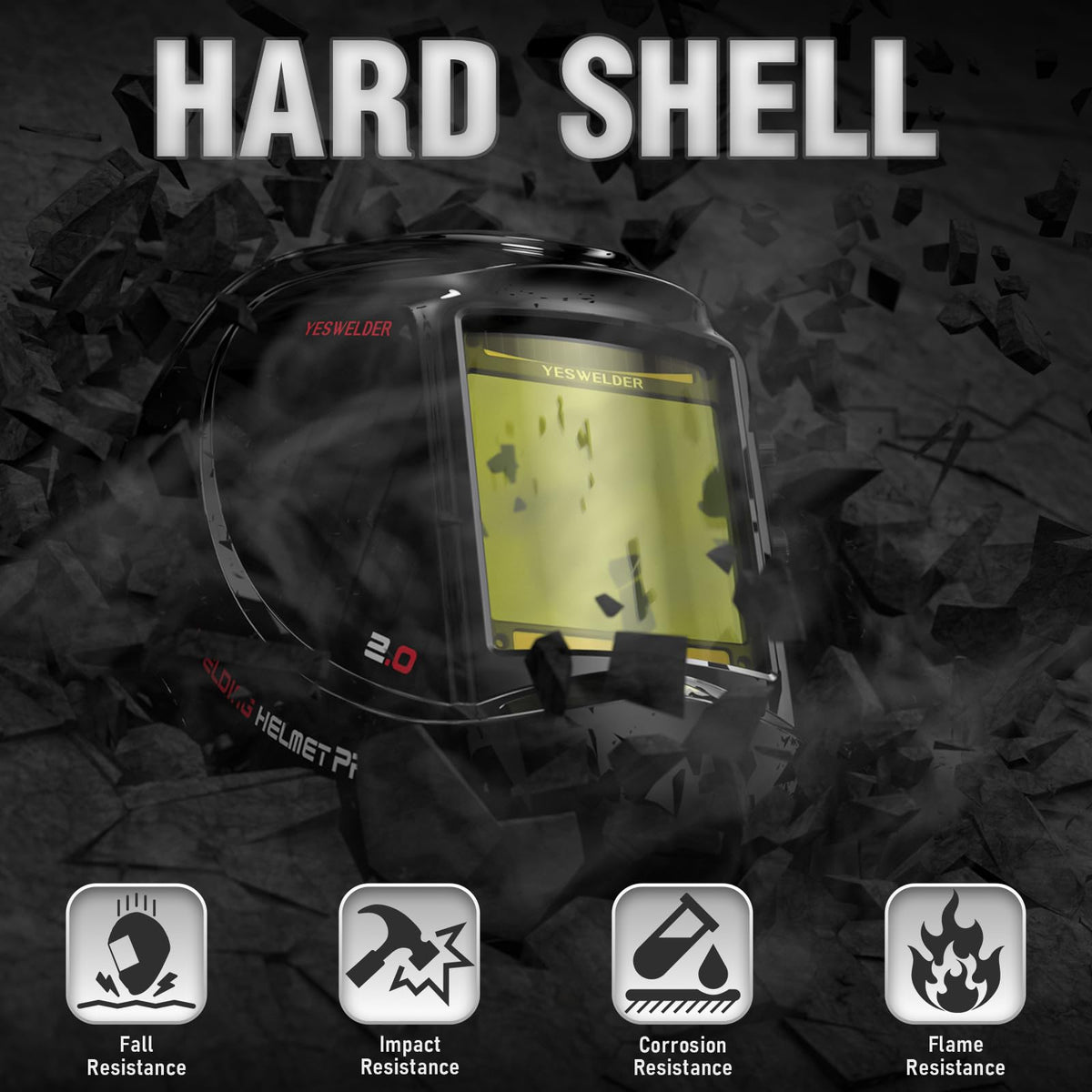 YESWELDER Auto Darkening Welding Helmet, Large View, LYG-M800H