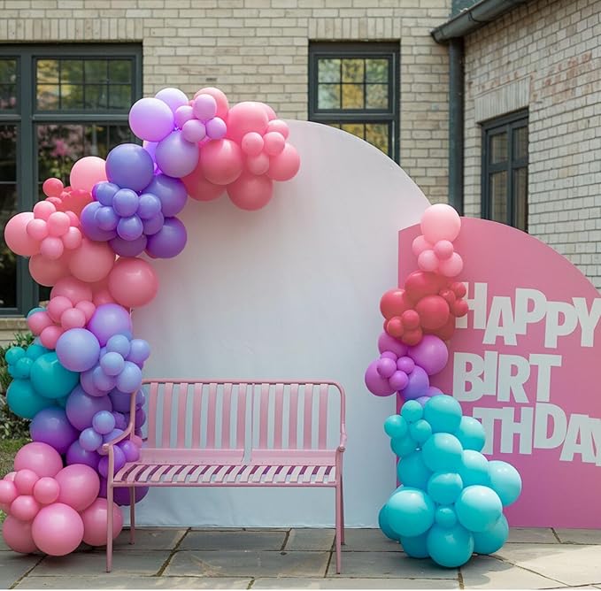 Pink Purple Balloon Arch Kit, Blue Pink Purple Balloon Arch Kit, Hot Pink Teal Balloons Arch, Hot Pink Balloon Garland With Confetti and Foil Balloons for Girls Birthday Party Decorations