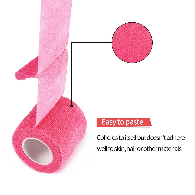 VideoPUP Tattoo Grip Cover Wrap,40pcs Phosphor Pink Disposable Cohesive Tattoo Grip Cover Elastic Bandage Handle Grip Tube for Tattoo Machine Tattoo Grip Accessories
