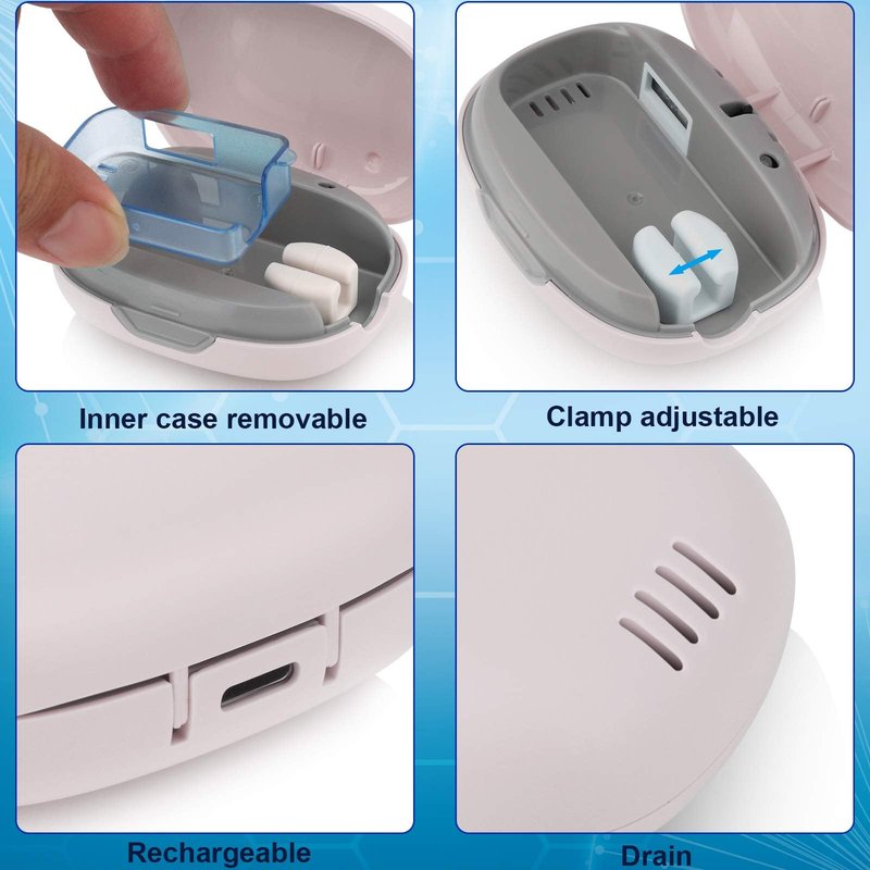 NewWay Mini Toothbrush Cover Rechargeable Travel Toothbrush Case with Holder for Houshold and Traving or Business Trip Pink