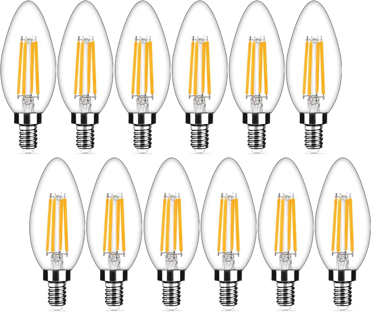 12-Pack Dimmable E12 LED Candelabra Bulbs 40Watt Equivalent, 2700K Warm White, 450Lumens, 4W B11 Vintage Chandelier Light Bulbs, LED Filament Clear Glass Candle Lamp for Ceiling Fan Home Decor1