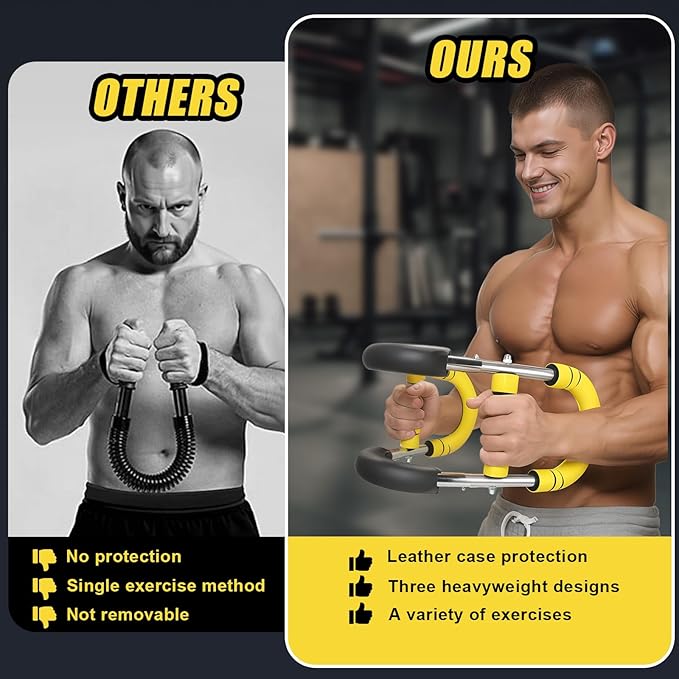 Twister Arm Trainer, Adjustable Chest Workout Equipment for Men & Women, Home Gym Strength Trainer, Muscle Builder & Strength Training for Arms, Chest (Black-Yellow, 40-60lb)