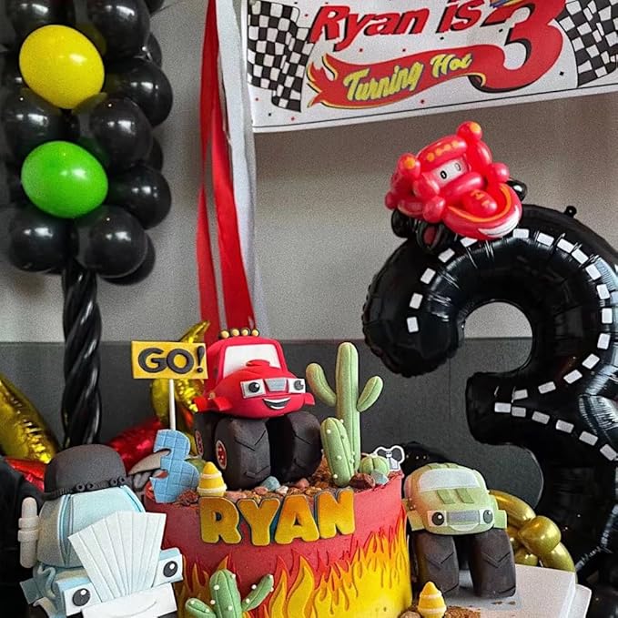 40 Inch Race Car Black Number Balloons Race Car Birthday Party Balloons Large Black Number 3 Balloons Boys 3rd Birthday Party Race Car Theme Party Decorations Supplies（Digital 3）