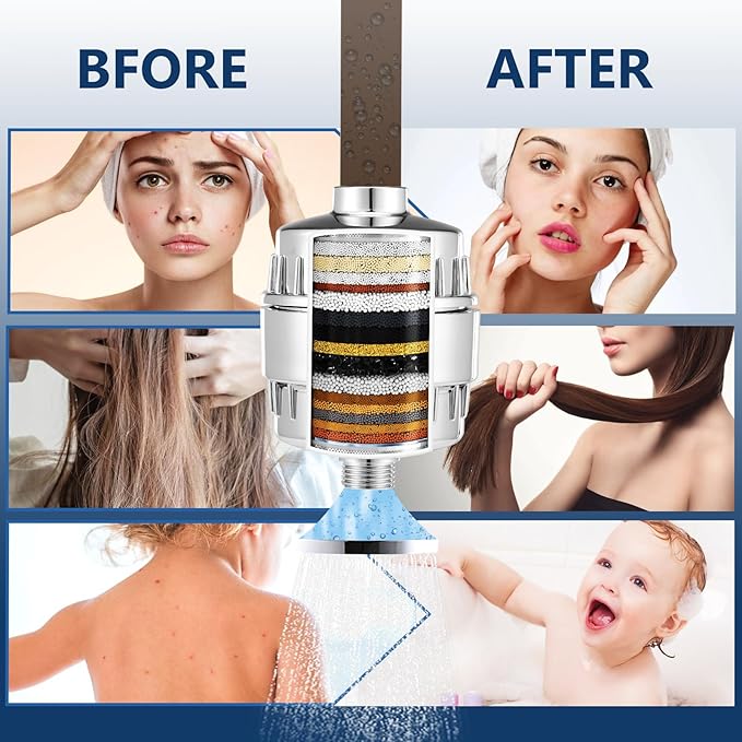 20 Stage Shower Filter Replacement Cartridge - Shower Head Filter Cartridge for Hard Water, Chlorine, Heavy Metals, High Output Shower Water Softener (2)