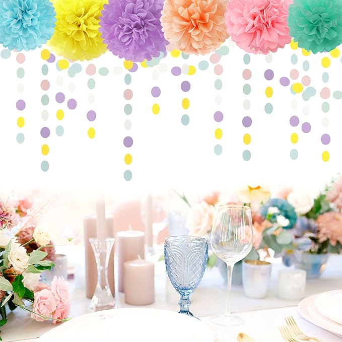 Pastel-Rainbow Party-Decorations Supplies Streamers Garland - 52Ft Baby Shower Boy Girl Birthday Wedding Hanging Paper Banner Backdrop Decor Lasting Surprise