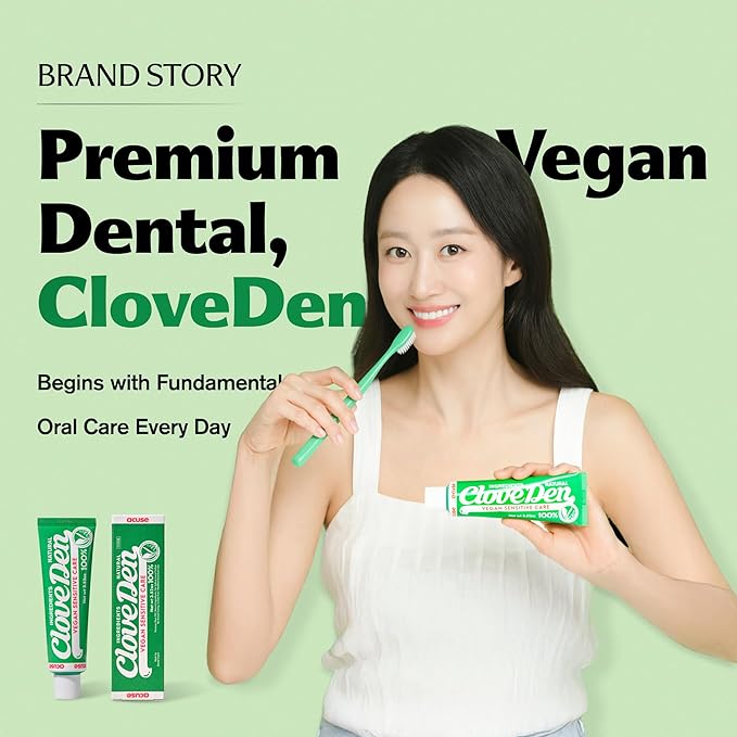 Vegan Fluoride Toothpaste for Sensitive Teeth – Potassium Nitrate & Hydroxyapatite Enamel Support, Anti-Plaque Gum Care, Sensitivity Relief Formula, SLS-Free, Clove Mint, 3.52oz / 100g