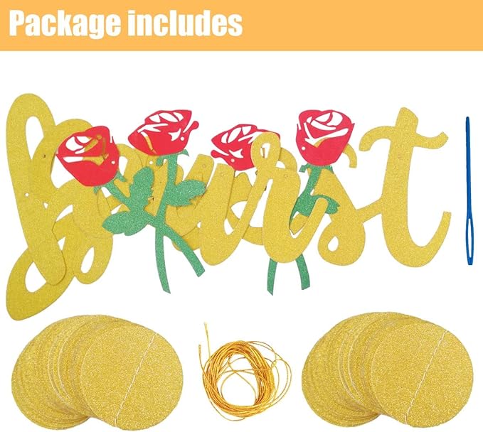 Be Our Guest Gold Sign Banner - Reception Banner for Beauty And The Beast Party, Bridal Shower, Wedding, Engagement, Bachelorette, Baby Shower, Birthday, Housewarming Decorations