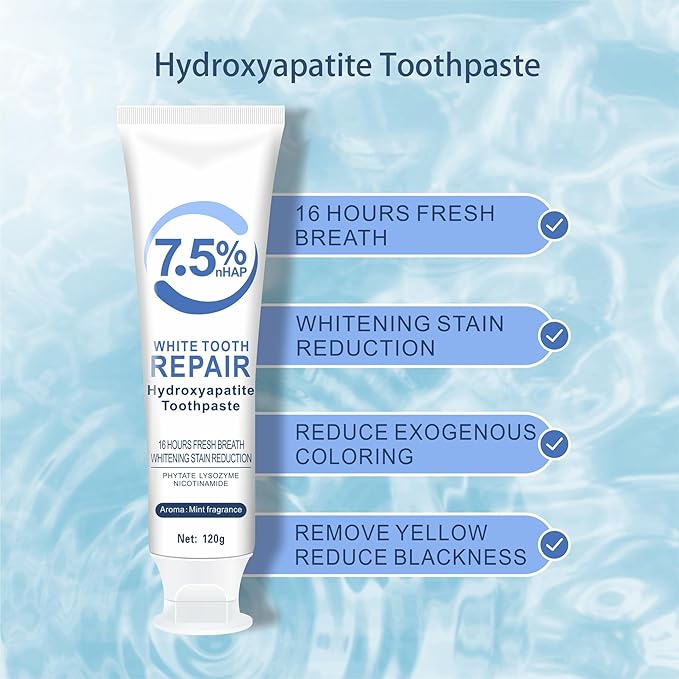 Hydroxyapatite Toothpastes for Enamel Protection and Tooth Strengthening，Gentle and Effective Formula， Fresh Breath, Fluoride-Free Toothpaste for Sensitive Teeth 4.23 oz (2pcs)