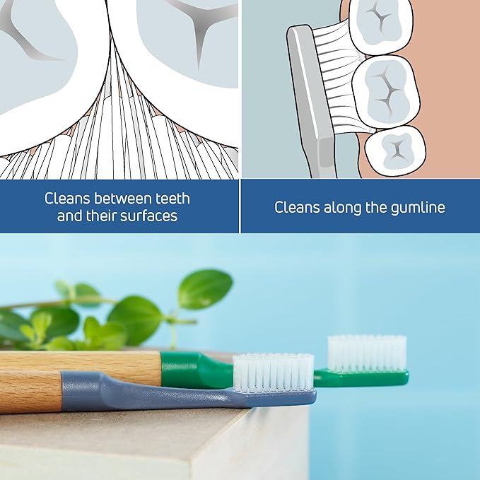 TePe Choice Soft Toothbrush, Dental Toothbrush for Teeth Cleaning with 3 Replaceable Toothbrush Heads, Gray