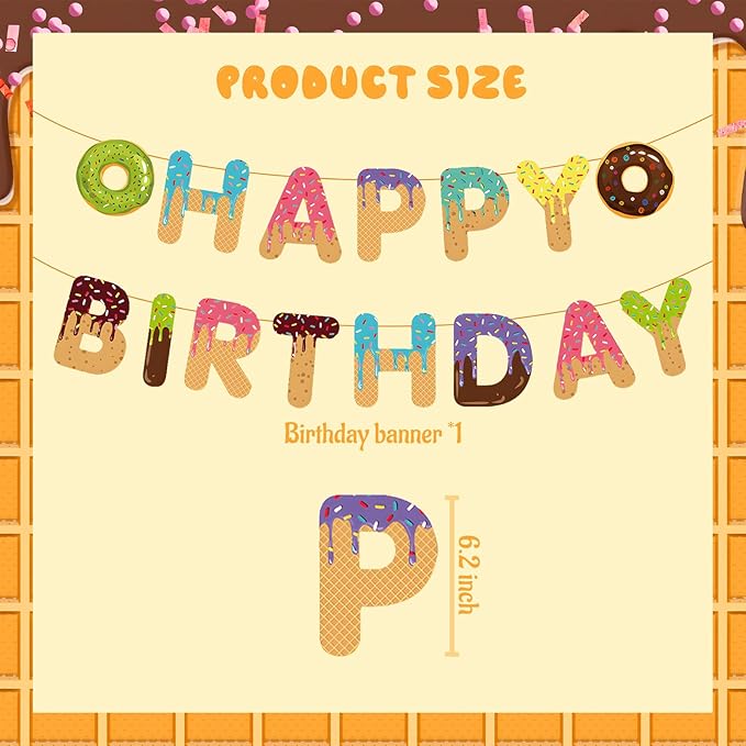 Donut Happy Birthday Banner Donut Theme Birthday Party Decorations Baby Shower Kids Birthday Party Decoration Supplies