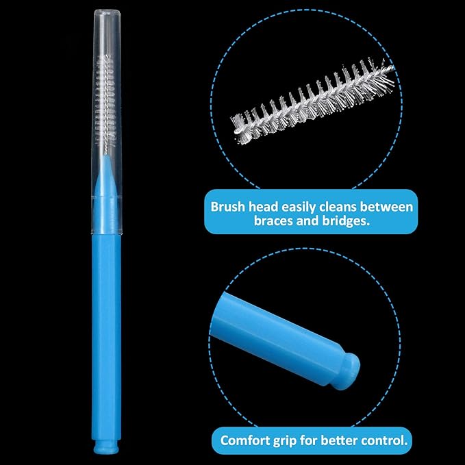 Patelai 100 Pieces Braces Brush for Cleaner Interdental Brush Toothpick Dental Tooth Flossing Head Oral Dental Hygiene Flosser Toothpick Cleaners Tooth Cleaning Tool(Bright Colors,Multiple Sizes)