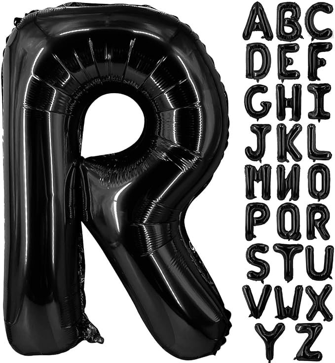 Lovoir 40 Inch Large Black Letter R Balloons Big Size Jumbo Mylar Foil Helium Balloon for Birthday Party Celebration Decorations Alphabet Black R