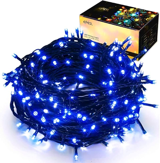 Chritsmas Decoration Outdoor String Lights - 25m/82ft 220 LEDs 8 Modes Memory Function End-to-End Extendable Plug in Waterproof Fairy Lights for Thanksgiving Halloween Wedding Patio Decor - Blue