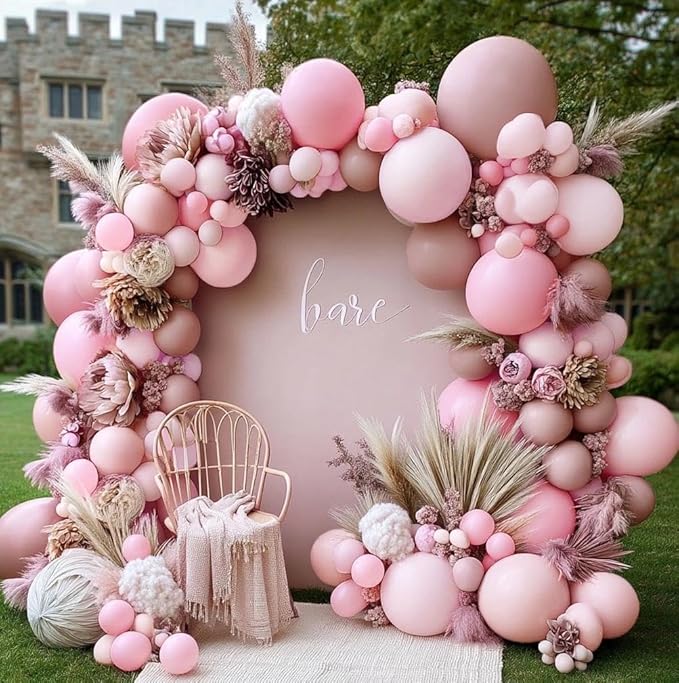 Dusty Pink Balloon Garland Double Stuffed Baby Light Pink Balloon Arch Kit Latex Pastel Balloons for Boho Wedding Baby Shower Birthday Princess Party Decoration