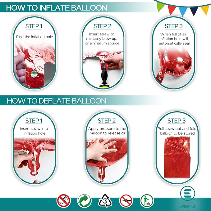 40 Inch Large Red Number Celebration and Decoration Balloon for Birthday Parties, Graduations, Anniversaries, Weddings, Photo Shoots, Special Events - Helium Foil Mylar (Red Number 6)