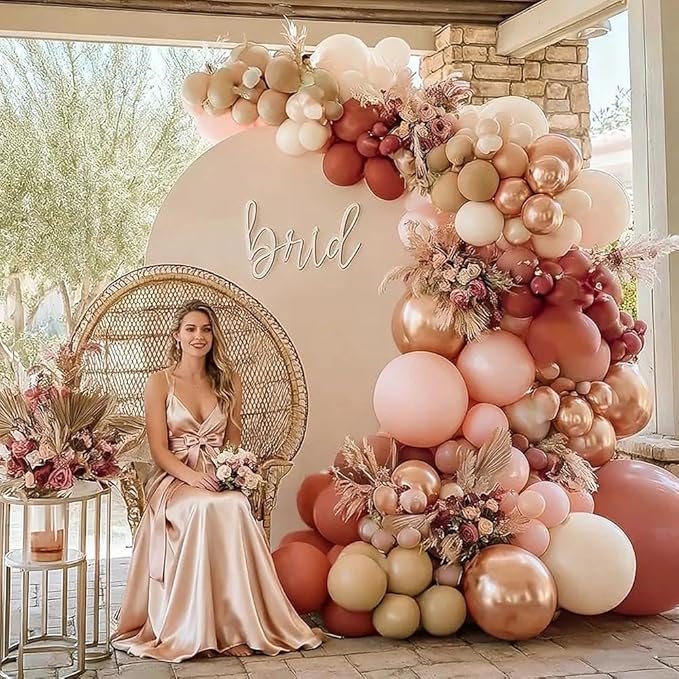 Dusty Pink Brown Balloon Garland Nude Tan Pink Rose Gold Double Stuffed Dusty Rose Mauve Blush Beige Balloon Arch Kit for Baby Shower Birthday Bridal Wedding Mother's Day Party Decorations