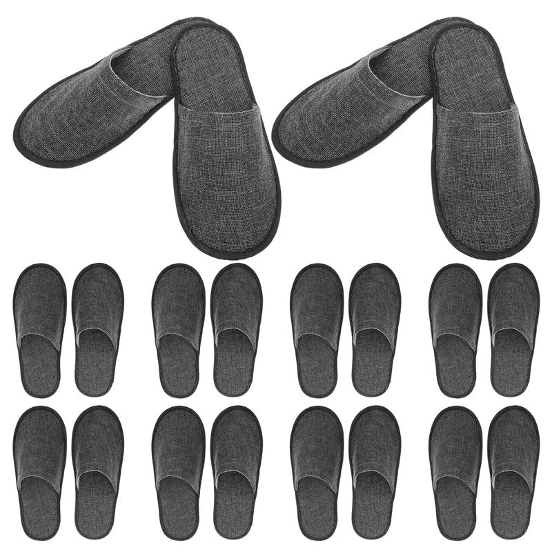 Disposable Cotton Linen Hotel Slippers Non-Slip Foldable Lightweight Guest Slippers Pack of 20 for Home Spa Travel