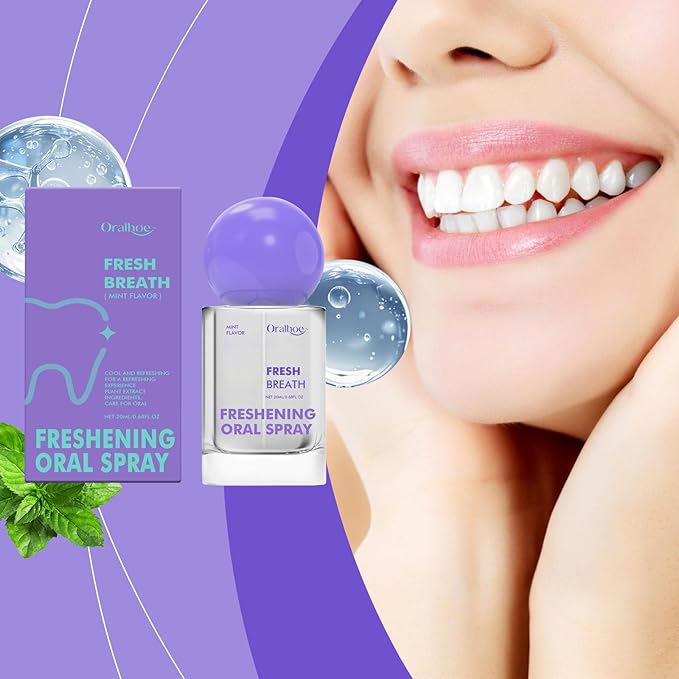 Long-Lasting Fresh Breath Oral Spray with Natural Menthol and Xylitol, Mint Flavored for Anytime Use, 20ml / 0.68 Fl Oz