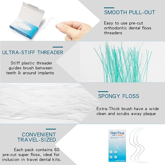 Super Floss Dental Floss for Braces, Pre-Cut Strands (2 Pack (140 Pcs))