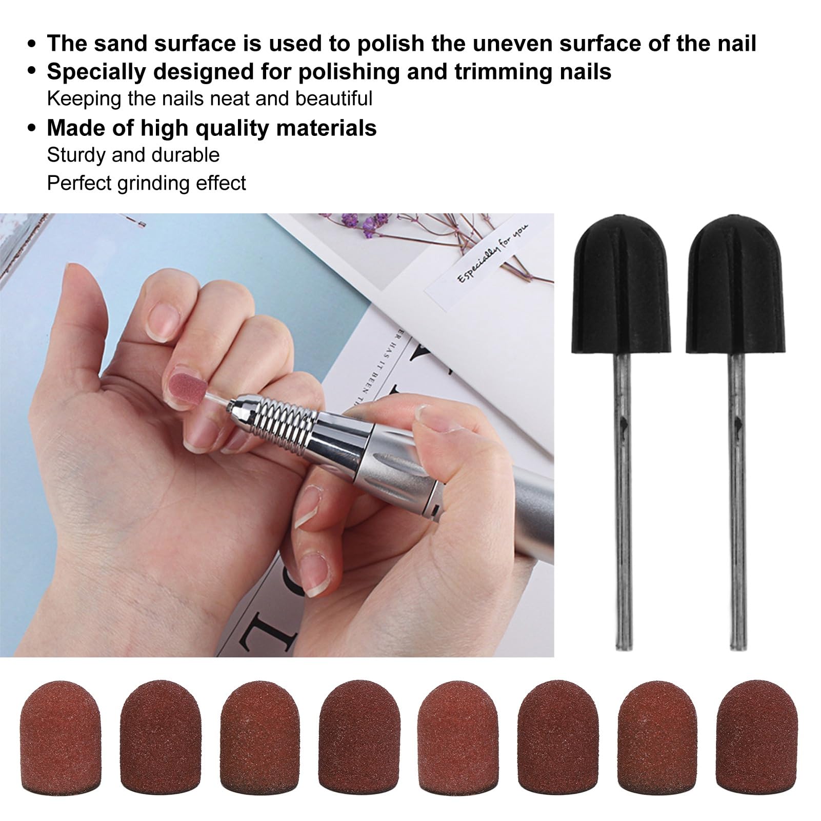 50PCS Nail Drill Bit Set - Sanding Bands for Nails, Professional Polish & Trim, Easy to Use, Compatible with Nail Drill, 20x16mm Size