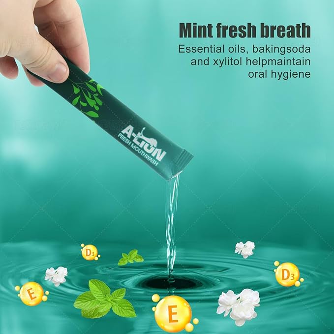 A-LTON Fresh Mouthwash Travel Packets, 30 Single-Use Pouches, Mint Flavor, Alcohol-Free, 24-Hour Fresh Breath (1)