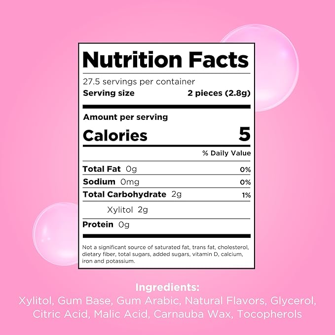 PUR Gum | Aspartame Free Chewing Gum | 100% Xylitol | Natural Bubblegum Flavored Gum, 55 Pieces (Pack of 6)