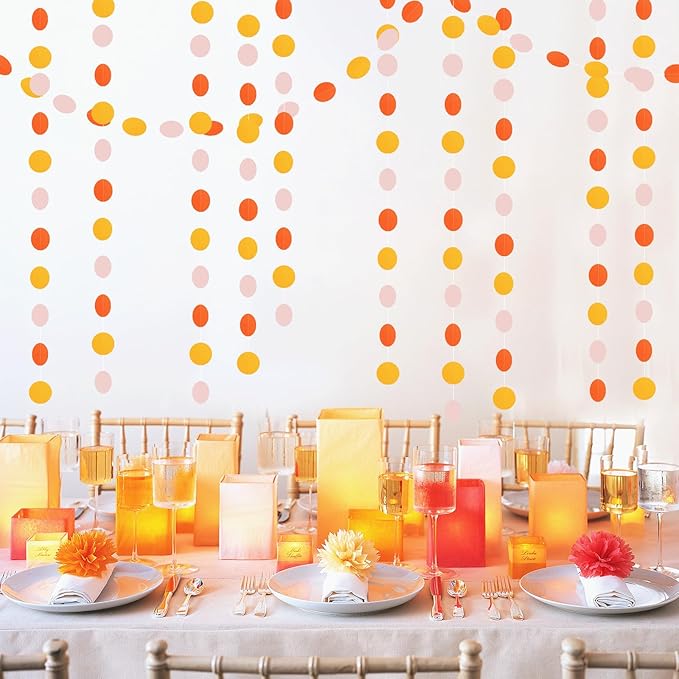 Pink Orange Groovy Party-Decorations Garland-Streamers - 52Ft Fall Autumn Thanksgiving Harvest Paper Banner,Birthday Baby Bridal Shower Engagement Wedding Bachelorette Backdrop Decor Lasting Surprise