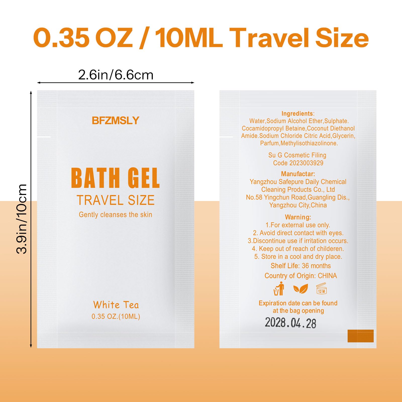 BFZMSLY 200 Pack Travel Size Body Wash Packets Bulk (0.35oz, White Tea Scent) – Mini Individual Pack TSA Approved Toiletries for Guest Body Wash for Hotels, Airbnb, Travel & Hospitality