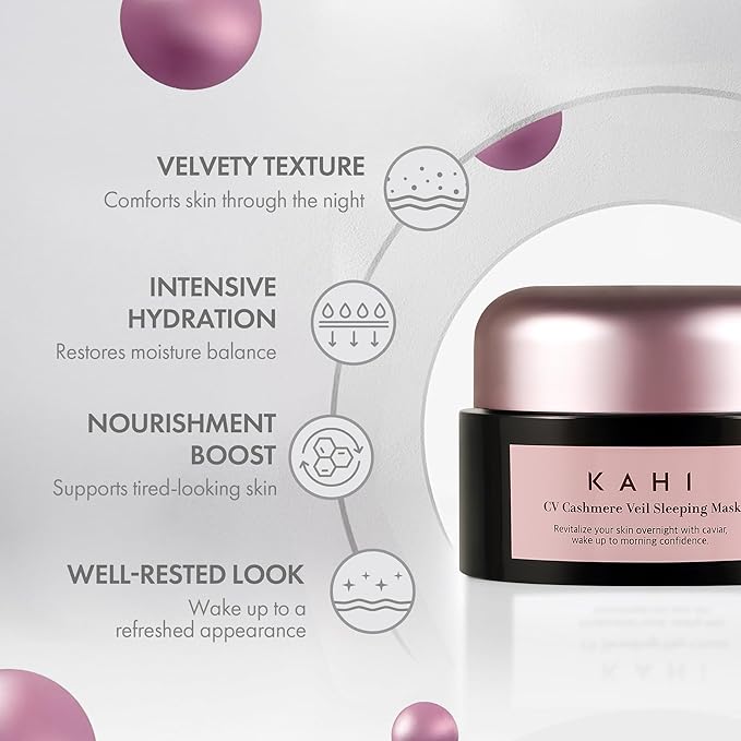 KAHI CV Cashmere Veil Sleeping Mask - Age-Defying Overnight Face Mask with Prestige Beluga Caviar Oil - Tightening & Smoothing Luxury Korean Skincare 1.69 fl oz