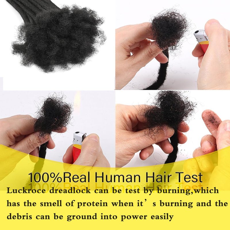 Luckroce Human Hair Loc Extensions Human Hair 8 Inches 30 Strands 0.2cm Width Handmade Permanent Dreadlock Extensions Human Hair For Women, Men Can Be Dyed,Curled And Bleached (8 Inch,Natural Black)