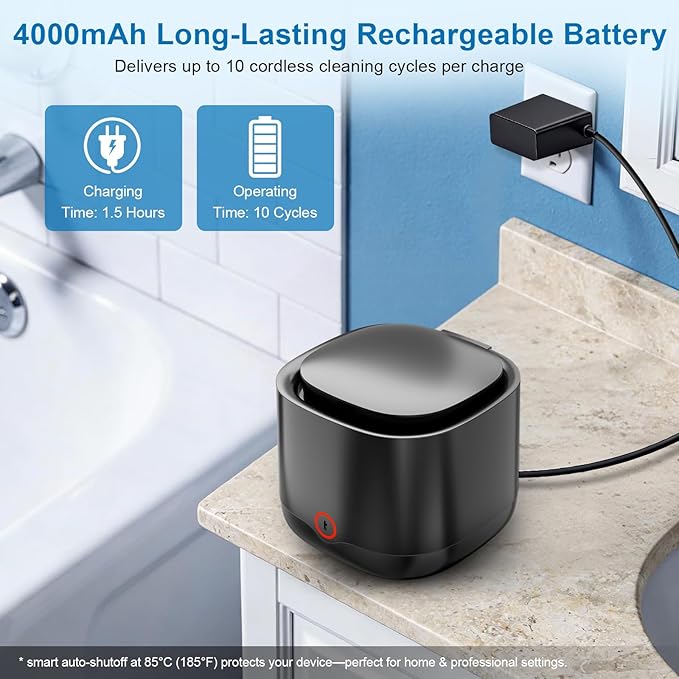 Ultrasonic Retainer Cleaner, 45kHz Retainer Cleaner Machine UV-C Dental Cleaning Pod Lights, 24W, 4000mAh, 200ml, for Denture, Night Guard, Mouth Guard, Aligner, Brace, Multiple