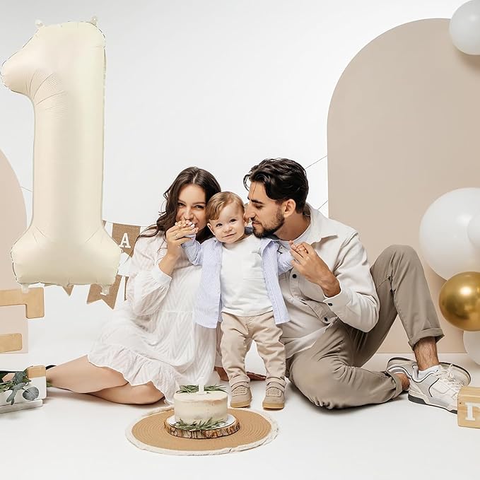 40 inch Cream White Number Balloon Giant Foil Helium Balloons Beige Number 8 Balloon for 8th Birthday Party Anniversary Decorations Supplies