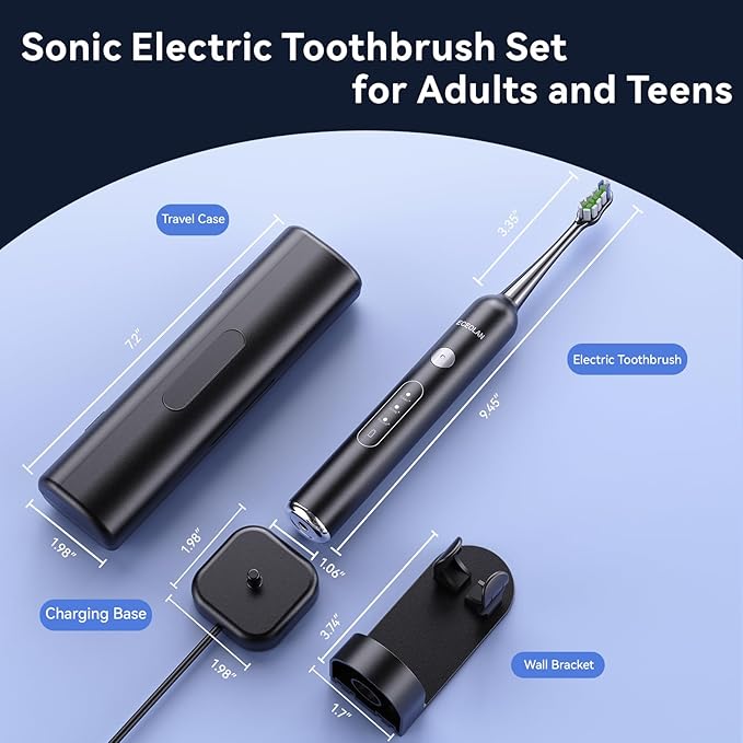 Sonic Electric Power Toothbrush for Adults & Kids,3 Deep Clean Modes IPX7 40000VPM Rechargeable Toothbrush with 8 Brush Heads, Travel Case, 2-Min Smart Timer, One Charge Last 60 Days(Pink)