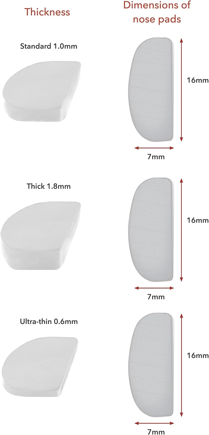 Setex Gecko Grip Ultra-Thin 0.6mm Anti Slip Eyeglass Nose Pads, (15 Clear Pair) USA Made, 2500 Innovative Microstructured Fibers per Nose Pad, 0.6mm x 7mm x 16mm