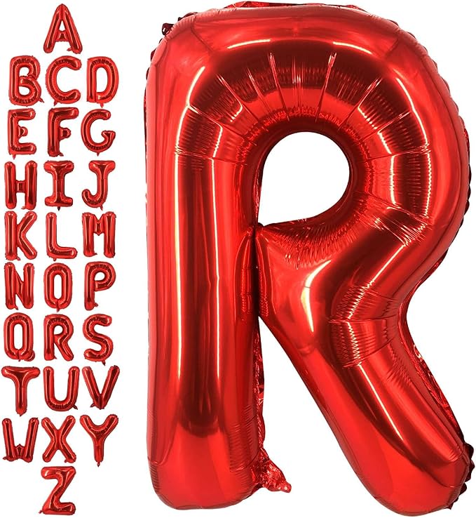 40 Inch Red Letter R Balloons, DIY Phrase Foil Alphabet Letter R Balloons DIY Word R Banner for Birthday Anniversary Celebration Graduation Party Supplies Decoration
