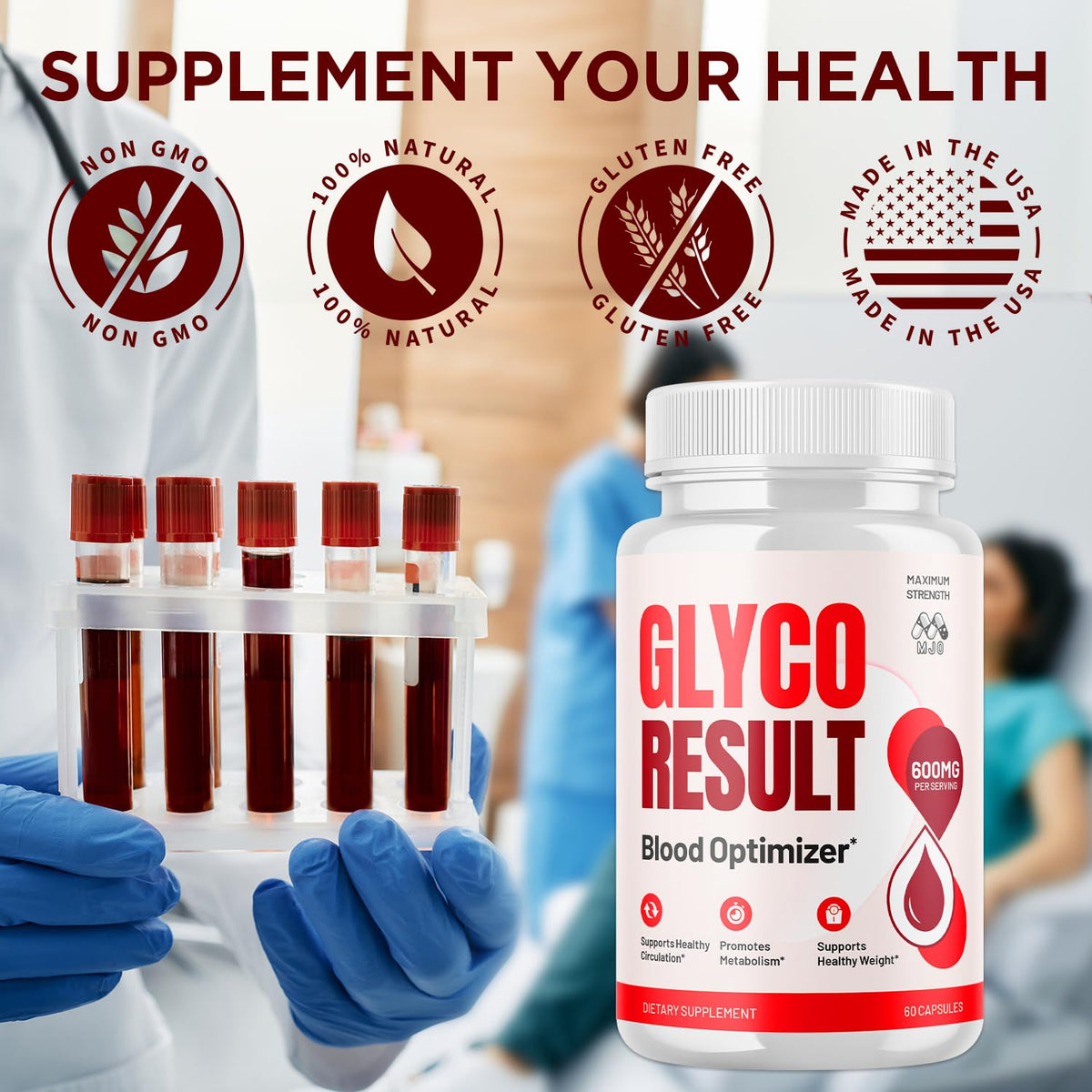 Glyco Result Capsules, Official GlycoResult Pills with All Natural Ingredients, Advanced Overall Health & Wellness Vitamin Support Supplement with Maximum Strength Multivitamin Support (60 Capsules)