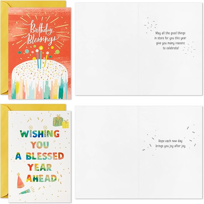 Hallmark Spiritual Birthday Card Assortment (36 Cards with Envelopes, 6 Designs) Blessed Birthday