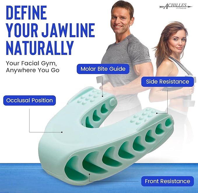 Achilles Fitness Double Chin Reducer Jaw Exerciser – Mint Green, 40LB Beginner Resistance, 1 Piece Jawline Sculptor and Face Slimmer for Women and Men – Ideal for Mewing Practice