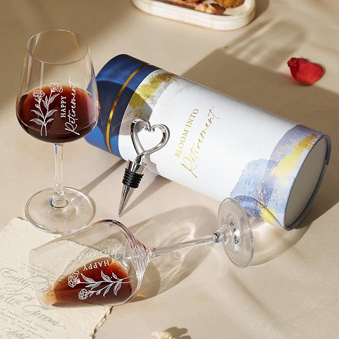 AW BRIDAL Happy Retirement Wine Glass Gifts for Women or Men 2026, Cool Retired Gift for Wine Lover Woman, Family, Friend, Coworker, Nurse and Teacher, Leaving and Farewell Party Decorations Ideas
