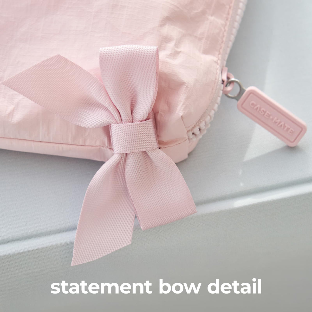 Case-Mate Essential Crinkle Bow Makeup Bag - Ballet Pink