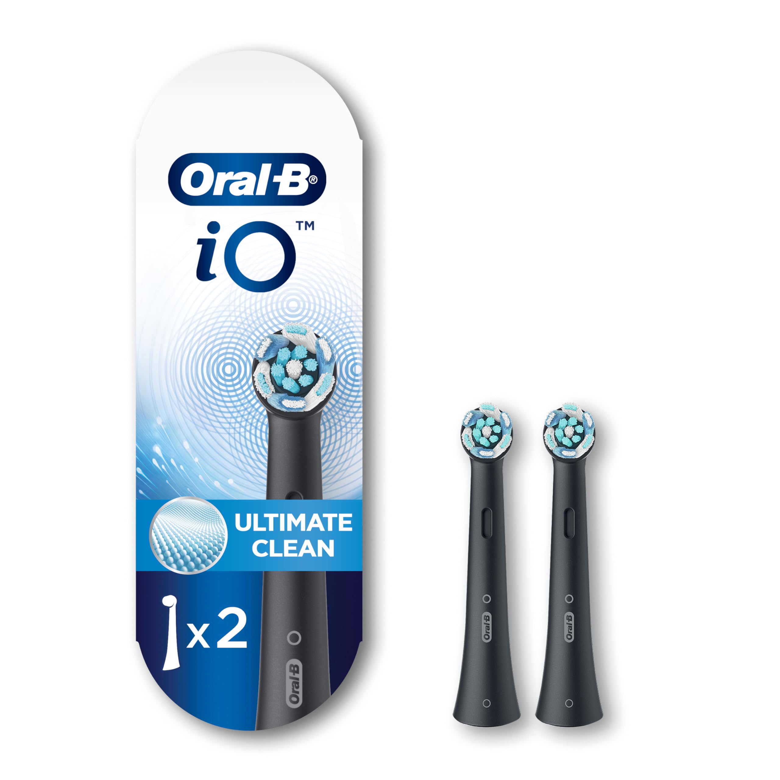 Oral-B iO Series Ultimate Clean Electric Toothbrush Replacement Brush Heads for an Oral-B Electric Toothbrush, 2 Count, Black