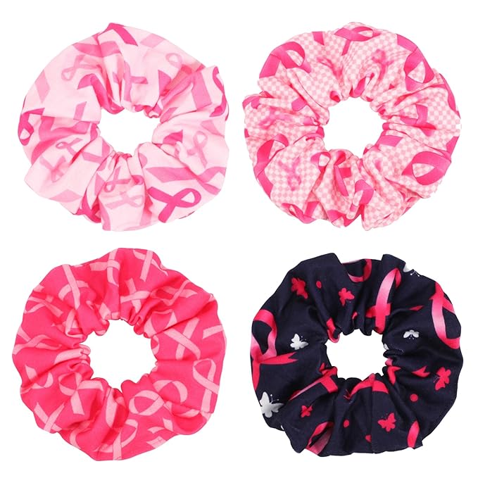 Hair Tie Breast Cancer Hair Scrunchies Pink Ribbon Hair Ties for Women Girls Plaid Butterfly Breast Cancer Awareness Elastic Scrunchy Hair Accessories Gift