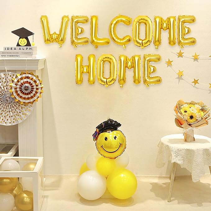 2 Set 22Pcs Gold WELCOME HOME Letter Balloons 16in Balloon Foil Letter Decorations Party Decor Gold Letter Balloons WELCOME HOME Party Supplies