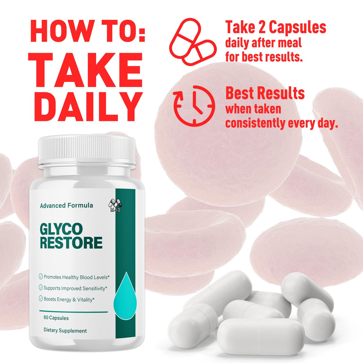 Glyco Restore Capsules, Official GlycoRestore Pills with All Natural Ingredients, Advanced Overall Health and Wellness Vitamin Support Supplement with Max Strength Multivitamins Support (60 Capsules)