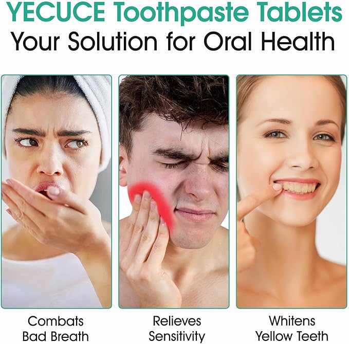 Toothpaste Tablets,150 Nano Hydroxyapatite Toothpaste Tablets, Chewable Xylitol Toothpaste Tablets, Fluoride-Free - Natural Whitening Remineralizing Travel-Friendly Eco Tabs, Peppermint